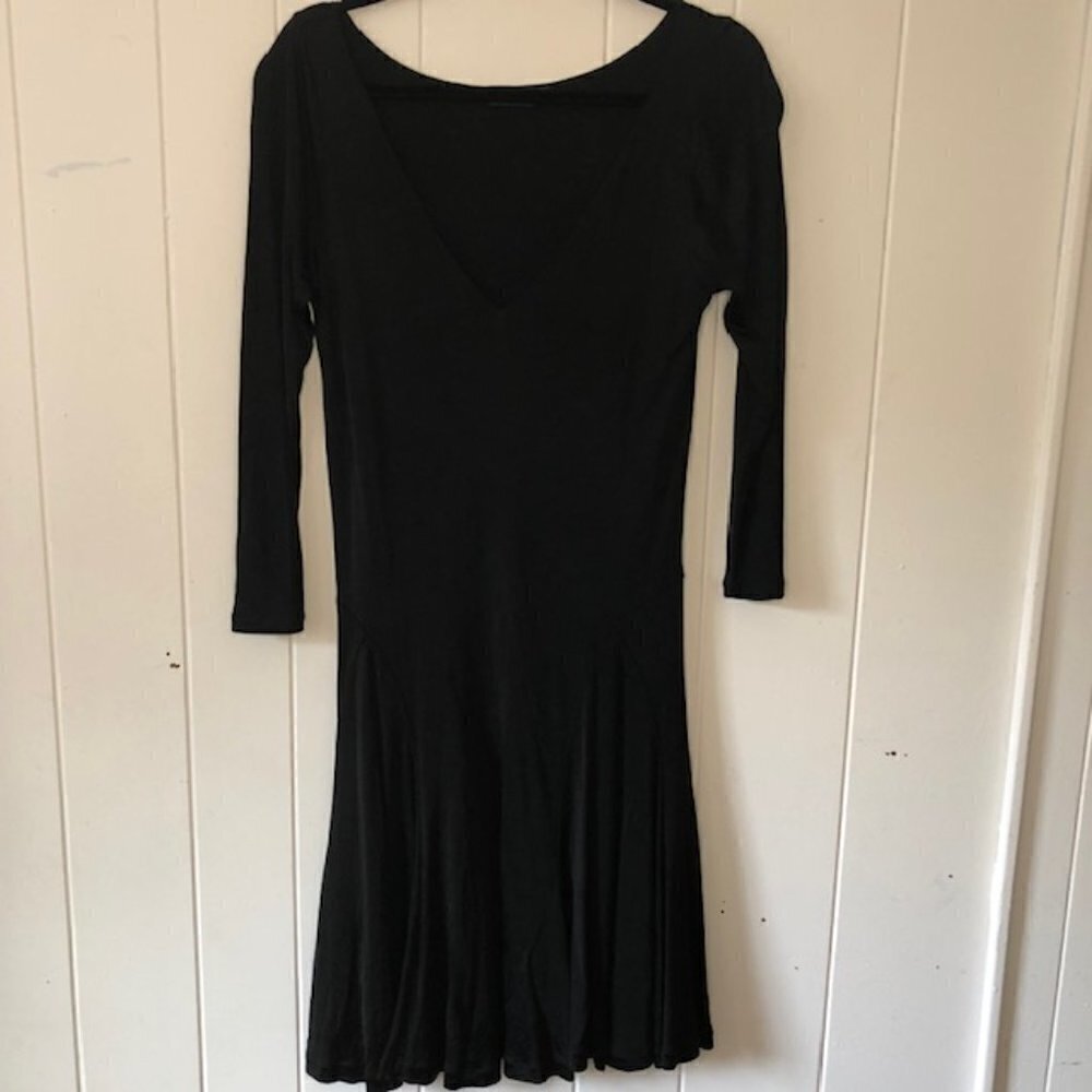 Polo Ralph Lauren Black Flowy Dress with a Deep V-Neck